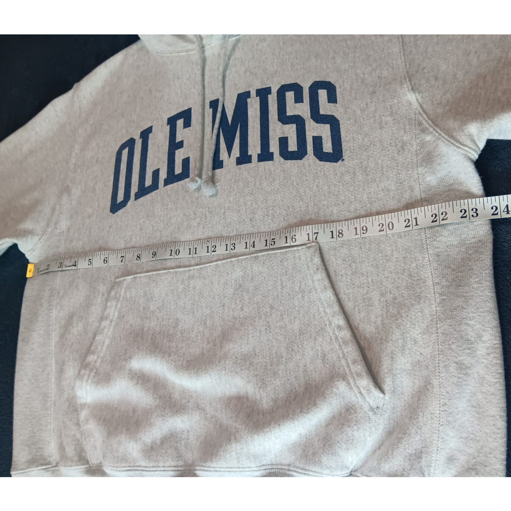Ole Miss Rebels Men’s Medium Hoodie Gray Sweatshirt Champion Reverse Weave Hvwt - Picture 9 of 10